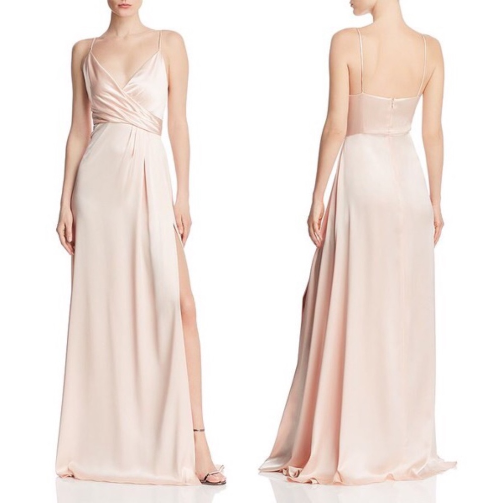 Jill Stuart rosy pink nude satin gown with tags